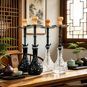 Panda Bamboo Hookah, 4 Diseños, Set de Hookah Shisha, Aleación de Aluminio, 50CM, Set de Hookah Portátil de Vidrio, 1 Manguera, Hookah Árabe Tipo Bolígrafo - Product Image 1