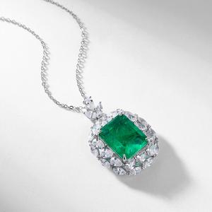 925 स्टर्लिंग सिल्वर ग्रीन मेराल्ड नेकलेस, महिलाओं के लिए पेलेंट हार - Product Image 4