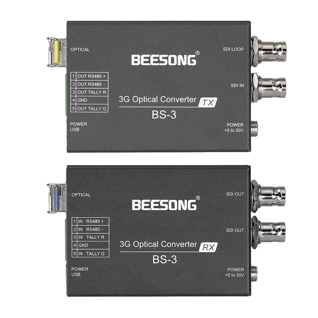 Broadcast Grade 3G SDI Over Fiber Optic Transceivers Video Audio Data Tally to Fiber Media Converter 20km