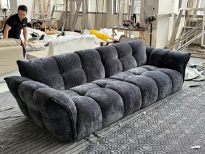 Divano moderno di lusso 3 posti sezionale Set di velluto <span class=keywords><strong>blu</strong></span> per soggiorno mobili elegante in legno con Base elegante lasciando mobili per la stanza - Product Image 2