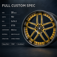 Jantes forgées 3 pièces en maille dorée 20x10 5x114.3 ET35 6061 T6 personnalisées à déport profond pour Nissan