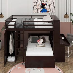 Современная домашняя мебель деревянная двухъярусная кровать для спальни обрамление мебель полноразмерная двухъярусная кровать с двойным рабочим столом - Product Image 6