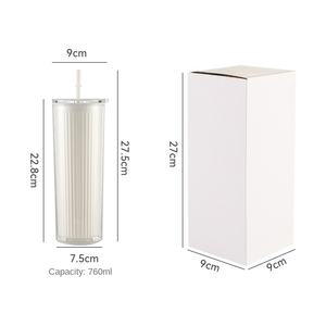 760ML新款网红情侣水瓶塑料杯带盖吸管立式图案直塑料杯 - Product Image 6