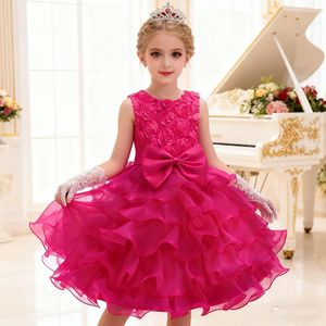 Vestido de niña de las flores para niños, vestido de baile con apliques de rosas moradas, cuello redondo, para fiesta de boda - Product Image 3