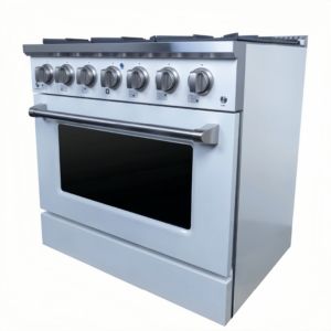 36 pouces. 5,5 Cu. Table de cuisson à gaz encastrable 6 brûleurs avec four à convection, en acier inoxydable, porte blanche, dispositif de sécurité gaz, usage domestique - Product Image 2