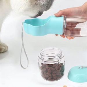 Bouteille d'eau portable pour chien, en plastique écologique, anti-fuite, pour utilisation en extérieur, pour les promenades et les voyages avec distributeur de nourriture - Product Image 3