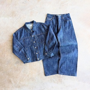 Clothing Factory Custom High Quality Two Piece Denim Jacket and Jeans <b>Pants</b> Set Blue Oversized Heavyweight Denim Jeans Suit Sets - Product Image 1