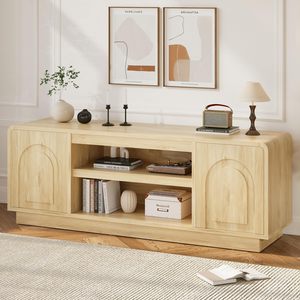 Meuble TV sur mesure Yuanfu, meuble TV style farmhouse avec armoires <span class=keywords><strong>de</strong></span> rangement pour salon, chambre à coucher - Product Image 1