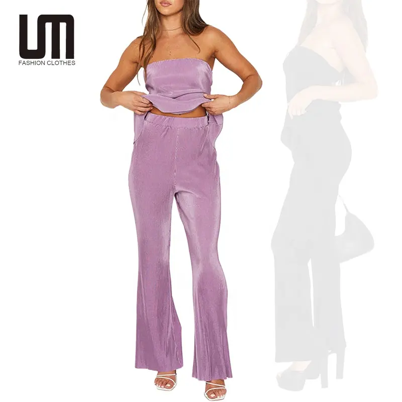 Liu Ming Neuheiten Produkte Damen Sommer sexy Schlauch-Top solide Farbe zweiteiliges elegantes langes Hosenset