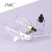 Botol Dropper Grosir 35ML Bulat atau Persegi, Botol Dropper Plastik Bening dengan Alas Plastik untuk Serum dan Minyak Esensial