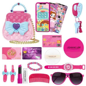 Anak-anak Nyata Berpura-pura Bermain KECANTIKAN & Hadiah Ulang Tahun Lucu Pink Berdandan Permainan Tas Kosmetik Kotak Portabel Make Up Mainan untuk Anak Perempuan