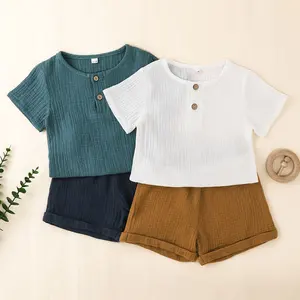 Комплект одежды для маленьких мальчиков 3-24 месяцев футболка с коротким рукавом Короткие штаны комплект одежды для малышей Детская одежда летняя мода 500
