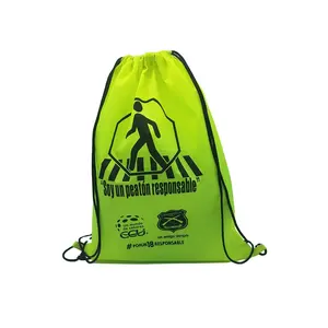 Mochila de viaje deportiva de poliéster resistente al agua, con cordón, logotipo personalizado, precio barato