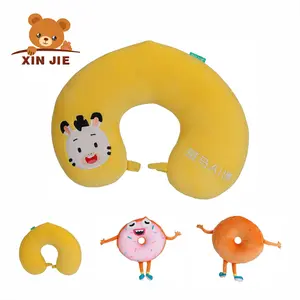 Oreiller cervical rembourré en forme de U jaune oreiller cervical en peluche personnalisé