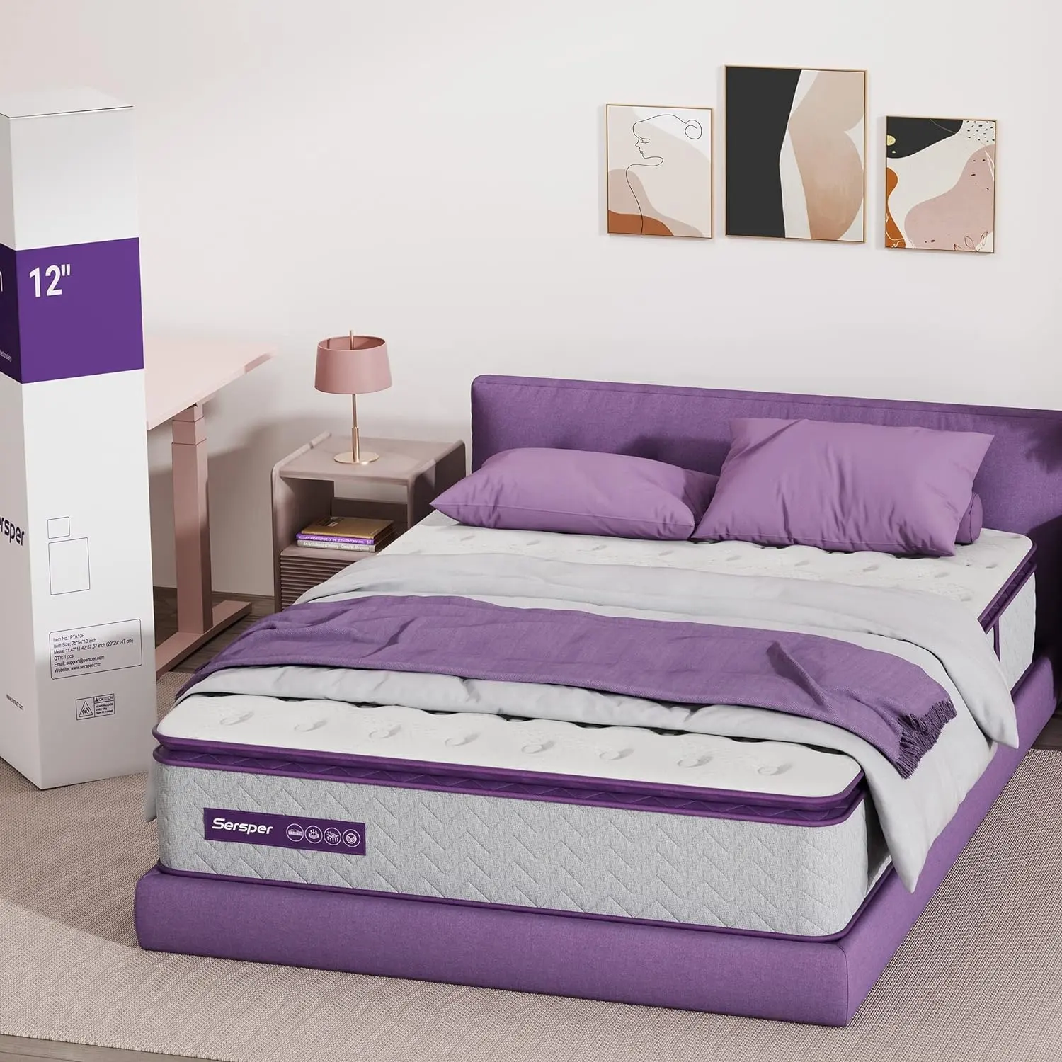 Hotel de lujo Queen King Size espuma viscoelástica Gel para dormir cama doble enrollable plegable en una caja colchón de muelles de bolsillo