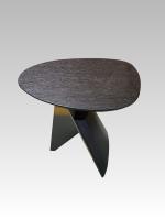 Nouvelle tendance, table basse de salon moderne minimaliste en MDF avec plateau en placage de chêne noir, pieds en acier inoxydable, table d'appoint