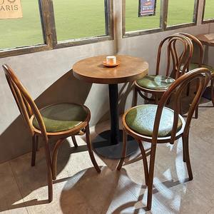 Moderno retrò in legno massello Set di sedie da bar per dolci e latte negozi di tè stile occidentale americano per ristoranti bar - Product Image 2
