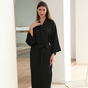 Long Luxury <strong>Ladies</strong> Nightgown Black Bathrobe Satin Bridesmaid <strong>Robe</strong> Women Plain <strong>Kimono</strong> <strong>Robe</strong> 6040 - Product Image 2
