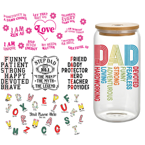 Stiker dtf uv kustom harga rendah stiker perekat desain untuk Kaca Libbey cangkir kopi besi pada label desain transfer panas - Product Image 1