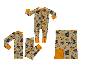 Tenues de Thanksgiving personnalisées pour bébés filles et garçons (cerf, canard, dinde, citrouille) – Combinaisons en gros pour frères et sœurs – Vêtements de fête bio pour boutique - Product Image 3
