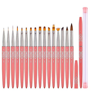 Custom Rhinestone Metal Handle 16pcs Nail <b>Paint</b> <b>Pen</b> Set Multifunctional Liner Oval UV Gel Ombre 3D Acrylic Manicure Nail Brush - Product Image 1