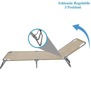 Chaise longue pliante 180x55x62 cm avec sac de transport pour usage extérieur - Product Image 5