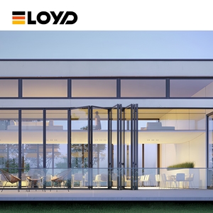 Hochwertige Harmonica-Schiebetür für den Außenbereich, Aluminium-Falttür, wasserdicht, doppelt gehärtetes <span class=keywords><strong>Glas</strong></span>, deutsche Beschläge, Hotelprojekt - Product Image 1