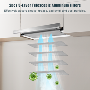 KICHPOWER Dunstabzugshaube 60cm, Flachschirmhaube Abluft/Umluft, 12 m³ / min , 5-Schichten-Aluminiumfilter, LED-Beleuchtung - Product Image 6