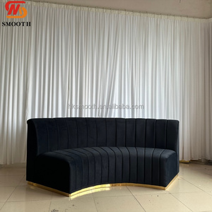 Hot-selling Pink Velvet Wave Spliced Party Couch with <b>Gold</b> Base Customized Fabric Round Wedding Reception Furniture - Product Image 2