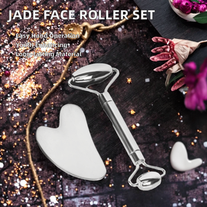 Strumento di <span class=keywords><strong>massaggio</strong></span> <span class=keywords><strong>viso</strong></span> dimagrante con Logo personalizzato silenzioso Anti-invecchiamento rullo di <span class=keywords><strong>pietra</strong></span> di giada e Set di Gua Sha massaggiatore per il <span class=keywords><strong>viso</strong></span> - Product Image 3