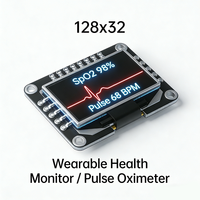 Módulo de Pantalla OLED Personalizado de 128x32 con Interfaz I2C, Brillo de 500 Nits, Temperatura de Funcionamiento de -10°C a 50°C, Monitor de Salud Portátil, Monitor de Frecuencia Cardíaca
