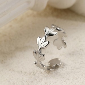 Popular Stainless Steel Leaf <b>Rings</b> Europe Women's Personalized Simplicity Style Real Gold Electroplated <b>Opening</b> Adjustable <b>Ring</b> - Product Image 3