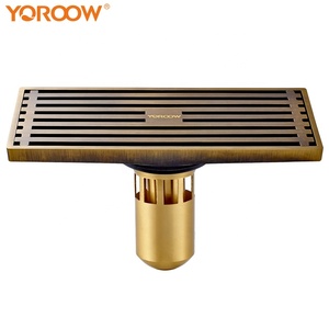 YOROOW cromato 4 pollici di scarico a pavimento in ottone 200x80mm di lunghezza Anti-odore intagliato per bagno di drenaggio canale di sigillatura - Product Image 2