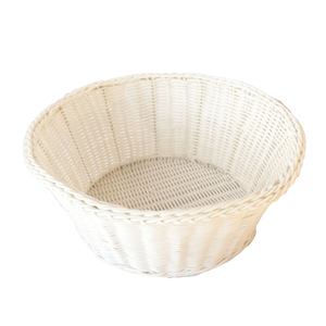 XH Wholesale Handwoven Durable Organizer <strong>Round</strong> White Plastic Rattan Home Storage <strong>Wicker</strong> <strong>Basket</strong> - Product Image 3