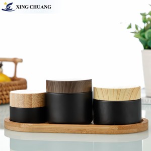 Sang Trọng Bán Buôn 5/10/15/20/30/50G Matte Màu Đen Mặt Kem <span class=keywords><strong>Jar</strong></span> Container <span class=keywords><strong>1</strong></span> <span class=keywords><strong>2</strong></span> 4 Oz Lọ Thủy Tinh Với Nhựa Hạt Gỗ Nắp - Product Image 3