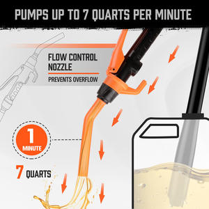 Pompe de transfert à batterie <span class=keywords><strong>orange</strong></span> pour moto et voiture, pompe à essence et huile avec buse de contrôle de débit, pompe à essence liquide pour tuning - Product Image 3