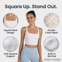 Soutien-gorge de sport pour femme à maintien élevé, bretelles croisées, col carré, Raitis BR010, antichoc pour la course à pied