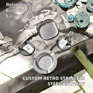 Wholesale Custom Logo High Quality Vintage Stainless Steel Cigar Home <b>Ashtray</b> <b>Portable</b> Cigarette - Product Image 2