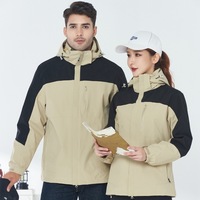 Veste d'extérieur unisexe 3-en-1 imperméable et respirante à coque rigide avec fermeture éclair, doublure amovible coupe-vent pour automne-hiver