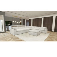Juegos de sofás de lujo para sala de estar con plumas, sofás modulares Canape Divani de tela, sofá seccional en forma de U de 7 plazas