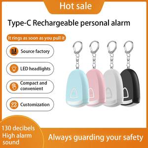 Portable Type-C USB Rechargeable 130dB Plastic Personal <strong>Alarm</strong> Keychain Sound+Light Women Kids' Emergency Security Alert Self - Product Image 2