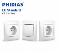 Prise électrique murale encastrée double poste simple, norme UE 86x86mm, certifiée CE, construction en laiton et PC, garantie 2 ans