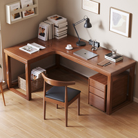 Escritorio Ergonómico en Forma de L para Oficina en Casa con Superficie de Madera Sólida y Resistente a los Arañazos, Solución Moderna para el Espacio de Trabajo