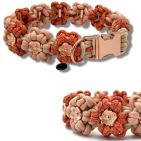 Collier de luxe pour chien, doux, motif floral, personnalisé, en paracorde tressé, avec breloque perlée, pour l'extérieur