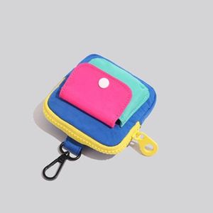 伊凡工厂直销涤纶零钱包便携紧凑拼色卡包迷你拉链耳机盒 - Product Image 1