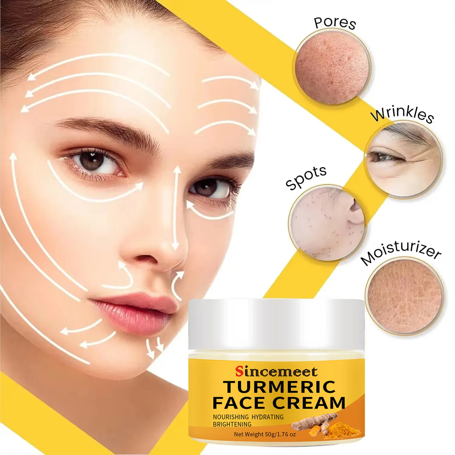Blanchissant éclaircissant réparateur peau visage hydratant blanchissant jour et nuit crème 100% naturel bio curcuma visage crème