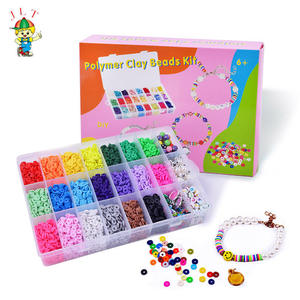 Collier de perles rondes en argile polymère colorée de 6 mm faites à la main pour femmes, perles en argile colorées pour bracelet et bijoux - Product Image 1