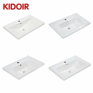 Kidoir Meuble-lavabo mural en céramique intégrée avec vasque et trop-plein 600 700 800 900 1000mm - Product Image 4