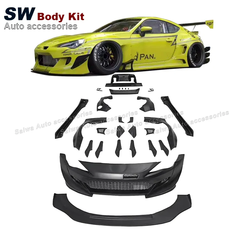 Kit de corpo largo de fibra de vidro, para toyota gt86/subaru brz atualização de rocket, coelho, 3 estilos, saia frontal e traseira, spoiler