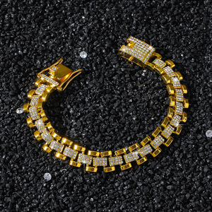 Hot Selling Popular Design Alloy Gold Silver Plated Geometric Bracelet Hiphop <b>Men</b> Chain Bracelets Fashion Jewelry Wholesale - Product Image 1